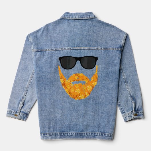 Lucky Kleeblatt Funny Beard Man St Aptrick T - Shi Jeansjacke (Rückseite)