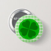 Lucky Kleeblatt Green Checked Button (Vorne & Hinten)