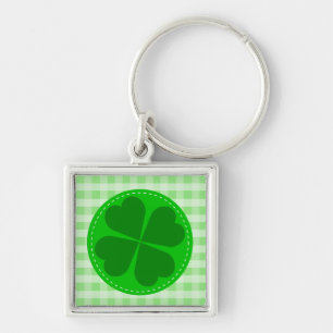 Lucky Kleeblatt Green Checked Schlüsselanhänger
