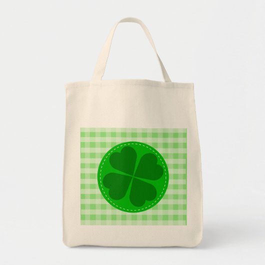 Lucky Kleeblatt Green Checked Tragetasche (Vorne)