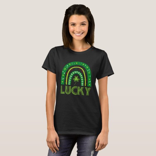 Lucky Kleeblatt Green Rainbow Irish St Patricks Da T-Shirt (Vorne ganz)