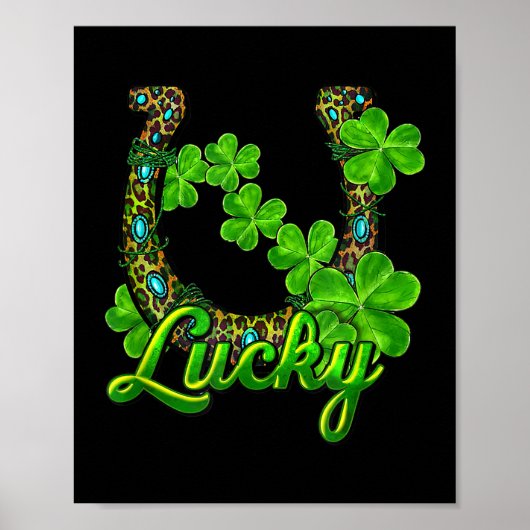Lucky Kleeblatt Horseshoe Funny Horse St Patricks  Poster (Vorne)
