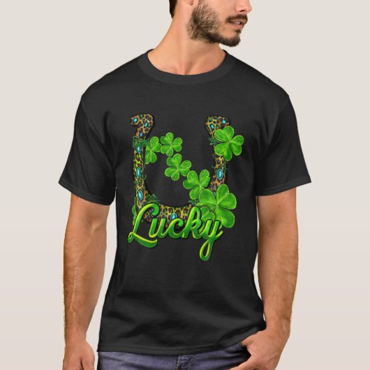 Lucky Kleeblatt Horseshoe St Patrick's Day T-Shirt (Vorderseite)