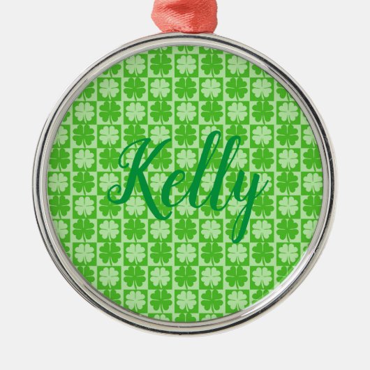 Lucky Kleeblatt, Kelly, Personalize Ornament Aus Metall (Vorne)