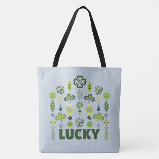 Lucky Kleeblatt Kleber Minimal Modernes Muster Bla Tasche (Vorderseite)