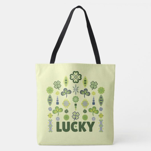 Lucky Kleeblatt Kleber Minimales Muster Gelb Tasche (Vorderseite)