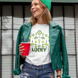 Lucky Kleeblatt Klee Bloral Minimalistisch T-Shirt