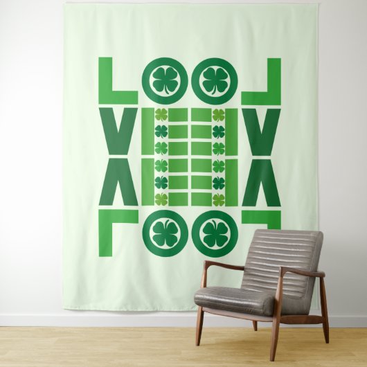 Lucky Kleeblatt Liebe Wandteppich (Beispiel)