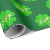 Lucky Kleeblatt mit Monogramm, Kleeblatt / Irisch Geschenkpapier (Rolleneckpunkt)