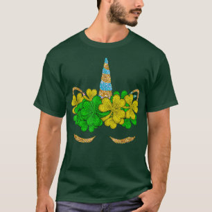 Lucky Kleeblatt Niedlich Unicorn Face St Patrick's T-Shirt