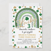 Lucky Kleeblatt Rainbow St Patrick Boy Birthday Einladung (Vorderseite)