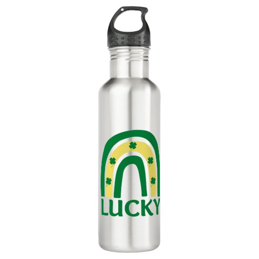 Lucky Kleeblatt Rainbow St Patricks Edelstahlflasche (Vorderseite)