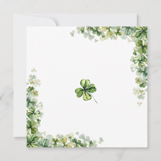 Lucky Kleeblatt Spring 4 Leaf Clover Baby Dusche Einladung (Rückseite)
