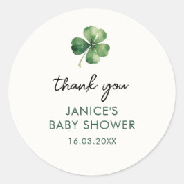Lucky Kleeblatt St. Patrick's Day Baby Shower Runder Aufkleber