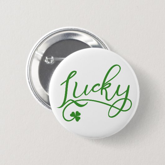 Lucky Kleeblatt St Patricks Day Button (Vorne & Hinten)