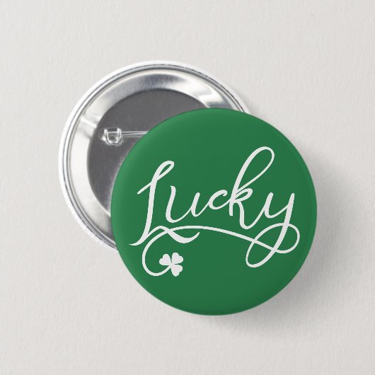 Lucky Kleeblatt St Patricks Day Button (Vorne & Hinten)