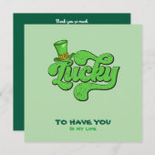 Lucky Kleeblatt St. Patrick's Day Flat Card Dankeskarte (Vorne/Hinten)