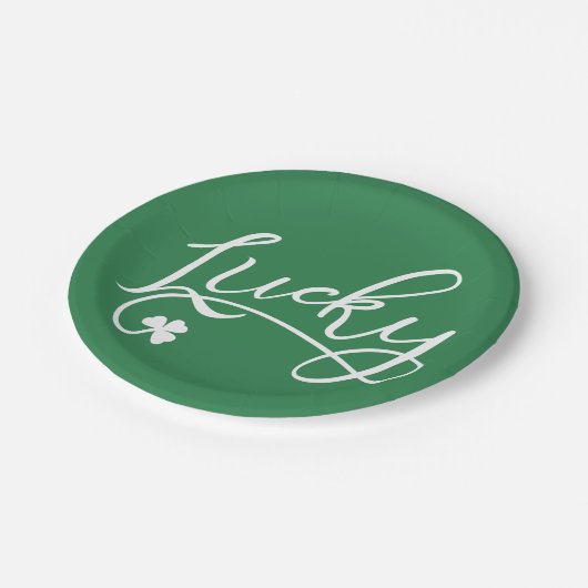 Lucky Kleeblatt St Patricks Day Pappteller (Schrägansicht)