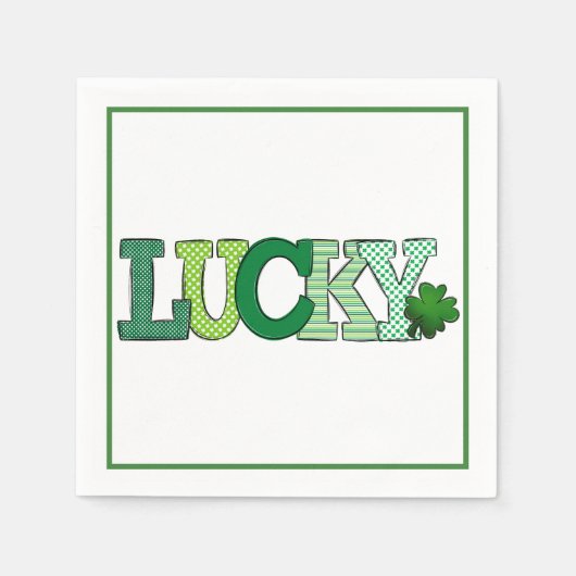 Lucky Kleeblatt St Patrick's Day Party Serviette (Vorderseite)