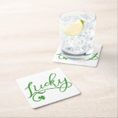 Lucky Kleeblatt St Patricks Day Rechteckiger Pappuntersetzer (Vor Ort)