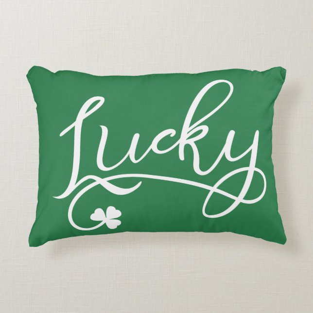 Lucky Kleeblatt St Patricks Day Zierkissen (Vorderseite)