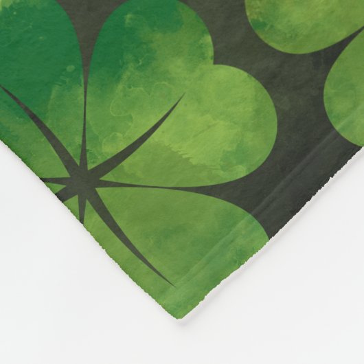 Lucky Kleeblatt Vier-Blatt-Kleeblatt Wasserfarbe Fleecedecke (Ecke)