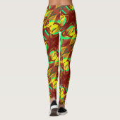 Lucky Lady Art Design brauner Zitronenapfel grün Leggings (Rückseite)