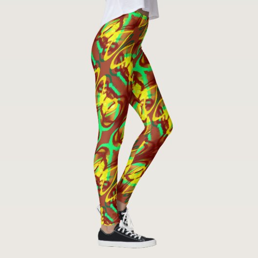 Lucky Lady Art Design brauner Zitronenapfel grün Leggings (Rechts)
