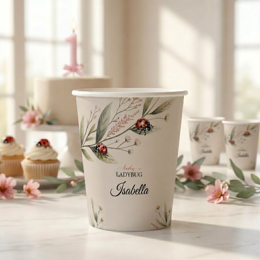 Lucky Ladybug Erster Geburtstag Botanisch Pappbecher