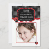 Lucky Ladybug Foto Einladung (Vorderseite)