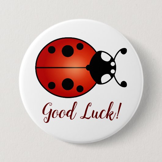 Lucky Ladybug Red Orange Black Ladybird Viel Glück Button (Vorderseite)