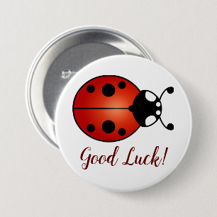 Lucky Ladybug Red Orange Black Ladybird Viel Glück Button