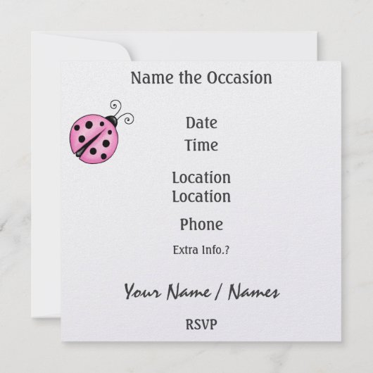 Lucky LadyBug - SRF Einladung (Rückseite)