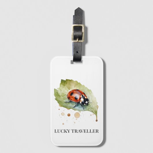 Lucky Ladybug über Leaf Gepäckanhänger (Vorderseite Vertikal)