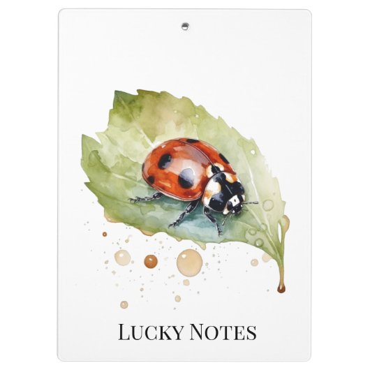 Lucky Ladybug über Leaf Klemmbrett (Rückseite)