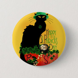 Lucky Le Chat Noir St. Patrick's Day Button