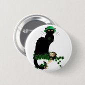 Lucky Le Chat Noir St. Patrick's Day Button (Vorne & Hinten)