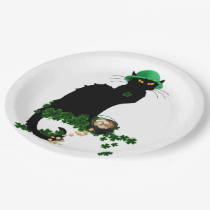 Lucky Le Chat Noir St. Patrick's Day Pappteller