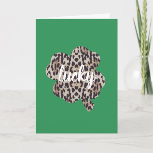 Lucky Leopard Print Kleeblatt St. Patrick's Day Karte (Vorderseite)