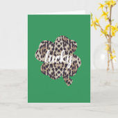 Lucky Leopard Print Kleeblatt St. Patrick's Day Karte (Gelbe Blume)