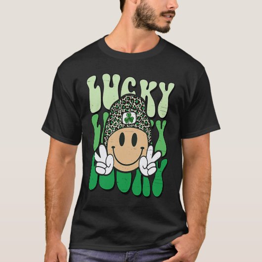 Lucky Leopard Smile Face Meme  St Patricks Day Wom T-Shirt (Vorderseite)
