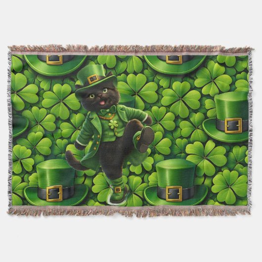 Lucky leprechaun black cat Saint Patrick's Day Pat Decke (Vorderseite)