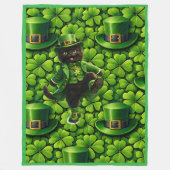 Lucky leprechaun black cat Saint Patrick's Day Pat Fleecedecke (Vorderseite)