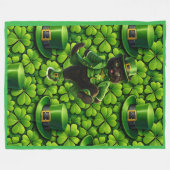 Lucky leprechaun black cat Saint Patrick's Day Pat Fleecedecke (Vorderseite (Horizontal))