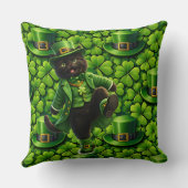 Lucky leprechaun black cat Saint Patrick's Day Pat Kissen (Rückseite)