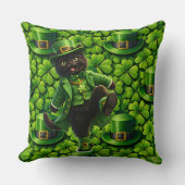 Lucky leprechaun black cat Saint Patrick's Day Pat Kissen (Vorderseite)
