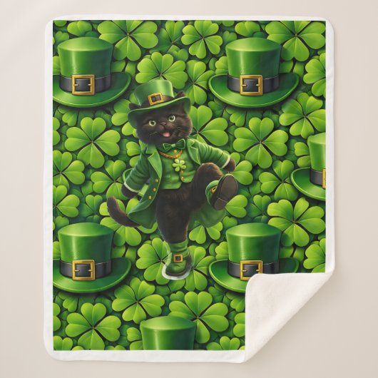 Lucky leprechaun black cat Saint Patrick's Day Pat Sherpadecke (Vorderseite)