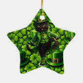 Lucky leprechaun black cat snowflake ornament Sain (Hinten)