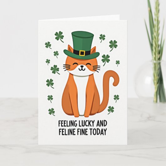 Lucky Leprechaun Cat Art Card Karte (Vorderseite)