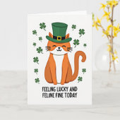 Lucky Leprechaun Cat Art Card Karte (Gelbe Blume)
